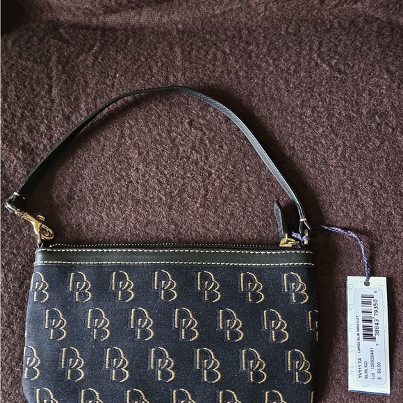 New D&B TA Large Slim Wristlet Blue/Gold - Picture 2 of 2